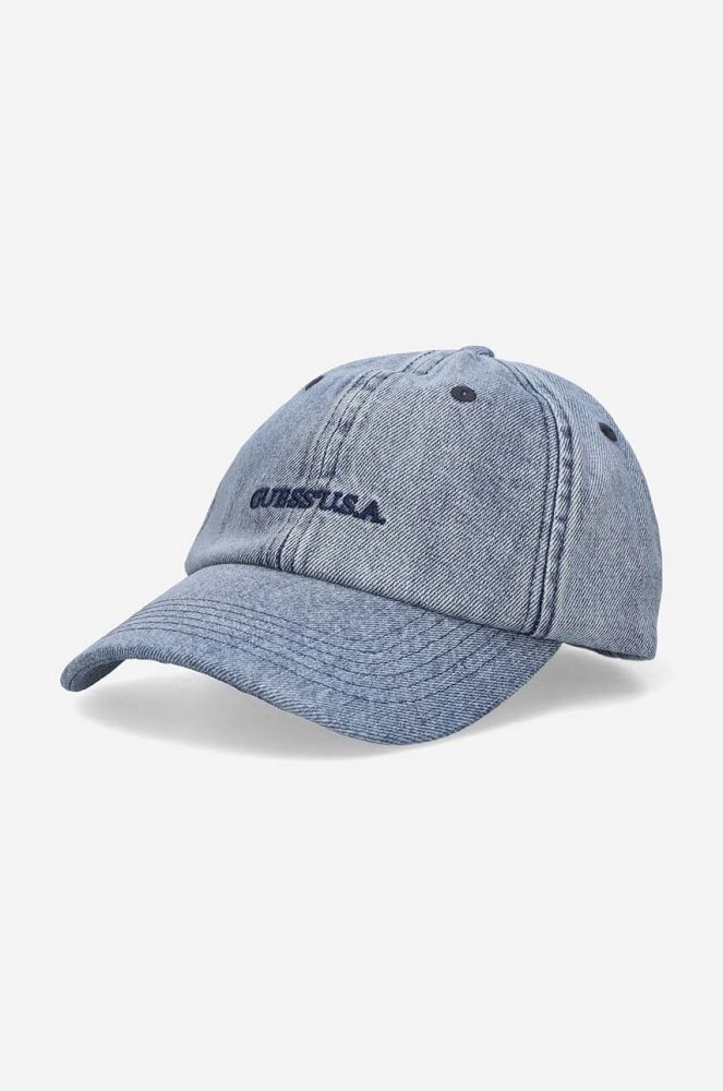 Бавовняна бейсболка Guess Washed Denim Dad однотонна M3GZ17.D50J0-F7XQ колір блакитний