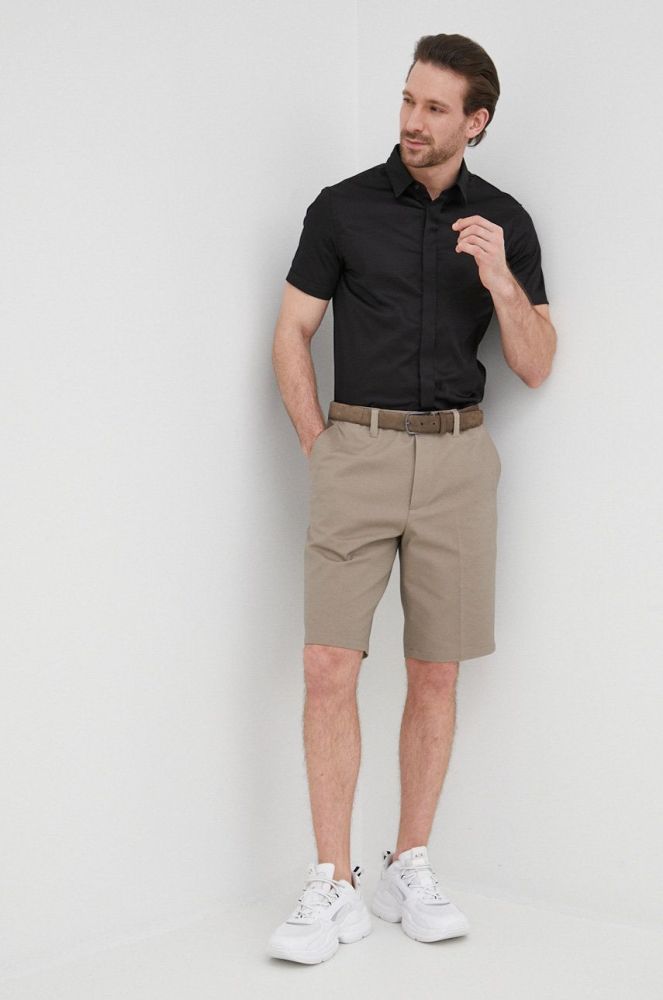 Сорочка Armani Exchange чоловіча колір чорний slim класичний комір (2147371)