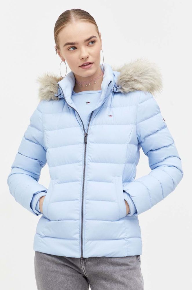 Пухова куртка Tommy Jeans жіноча зимова колір блакитний (3499736)