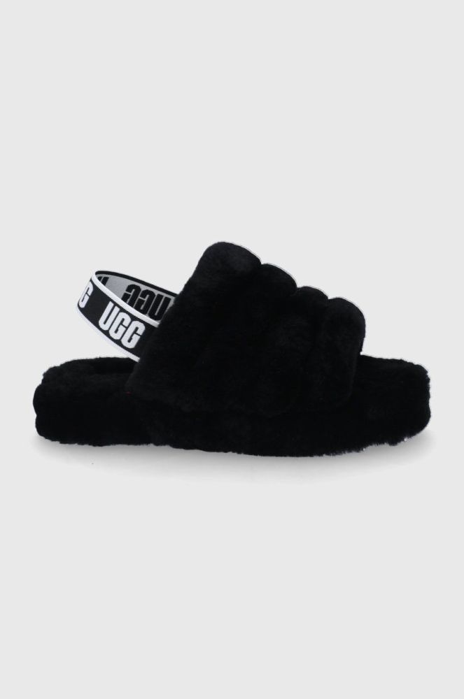 Вовняні дитячі тапочки UGG колір чорний