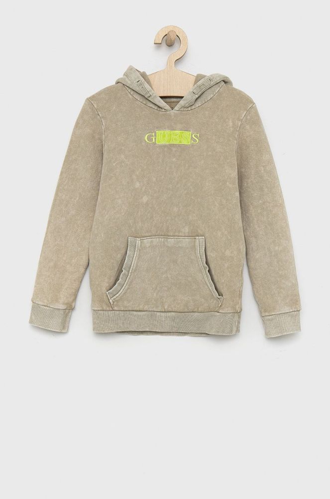 Дитяча бавовняна кофта Guess колір зелений з аплікацією (2690716)