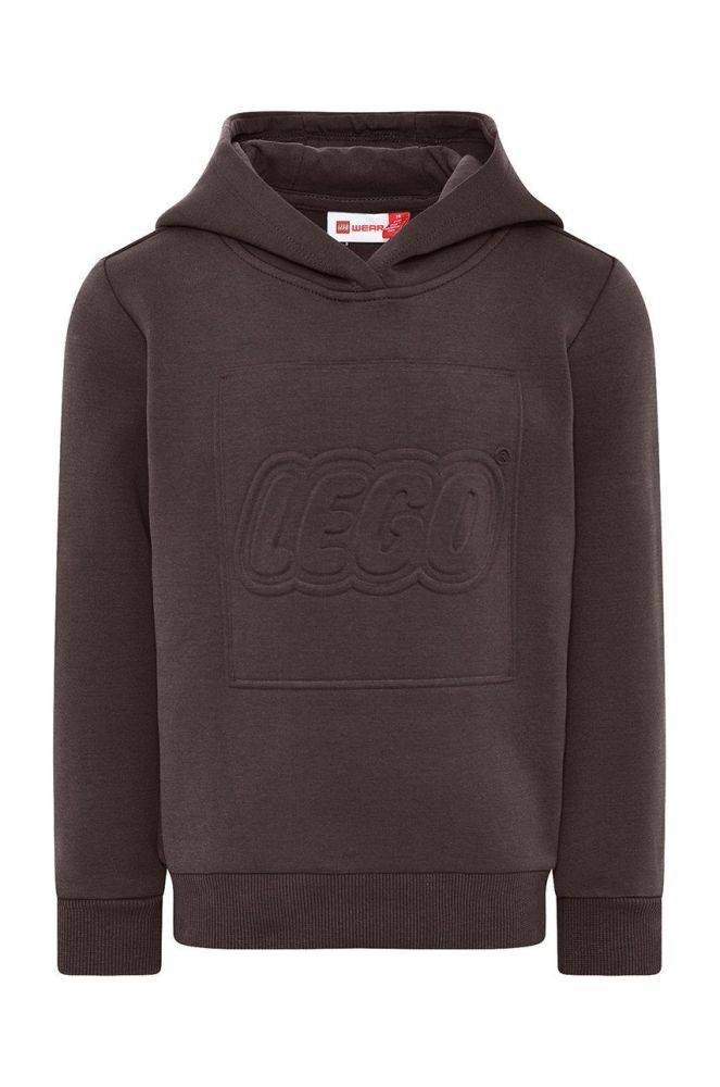 Дитяча кофта Lego Wear колір коричневий з капюшоном з аплікацією