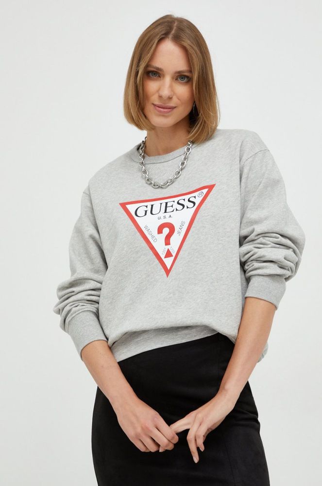 Кофта Guess жіноча колір сірий з принтом (2538202)