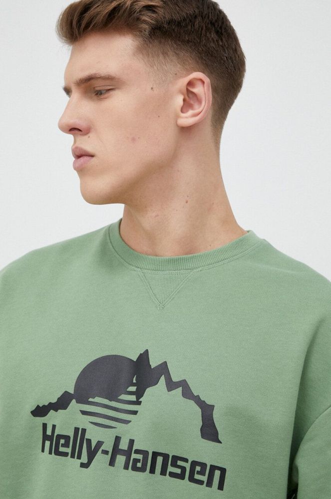 Кофта Helly Hansen чоловіча колір зелений з принтом