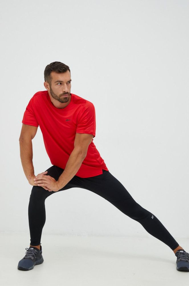 Легінси для бігу Reebok чоловічі колір чорний однотонні