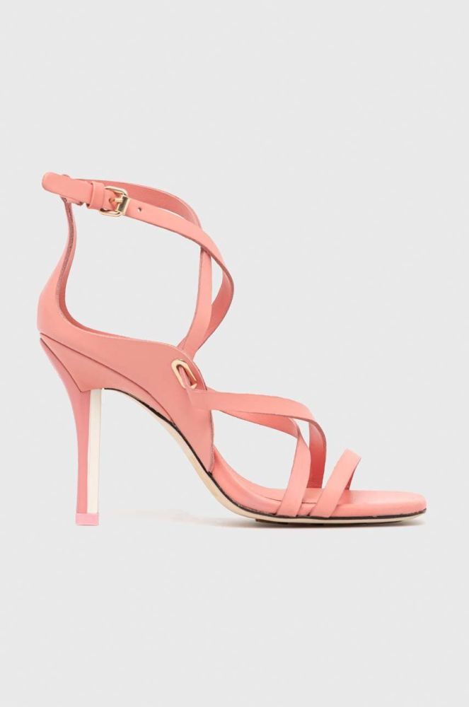 Шкіряні туфлі Tommy Hilfiger Elevated Th High Heel колір рожевий