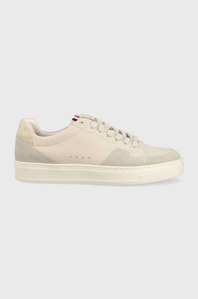 Шкіряні кросівки Tommy Hilfiger Premium Cupsole Sustainable Lea колір бежевий
