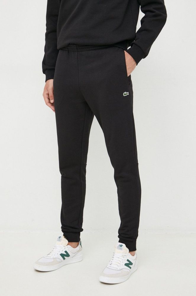 Спортивні штани Lacoste чоловічі колір чорний однотонні XH9624-132
