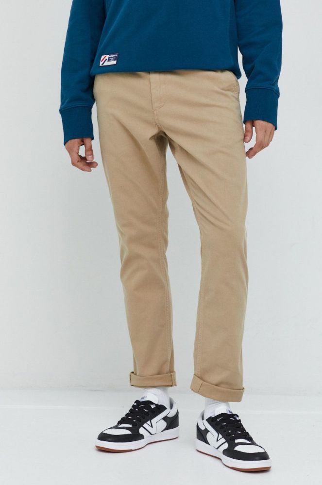 Штани Superdry чоловічі колір бежевий фасон chinos