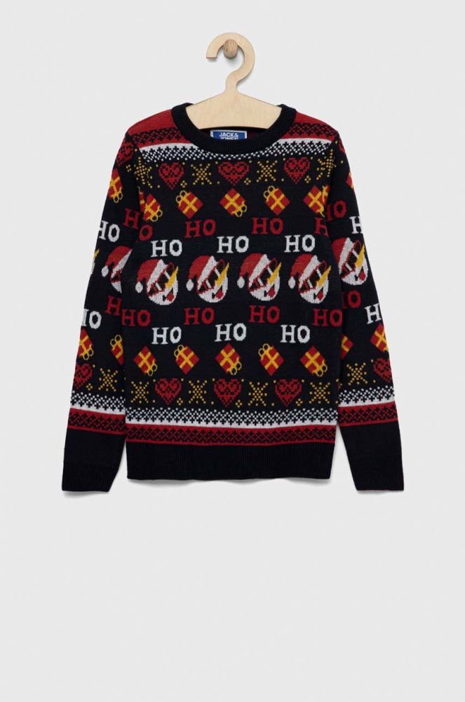 Дитячий бавовняний светер Jack & Jones колір синій легкий