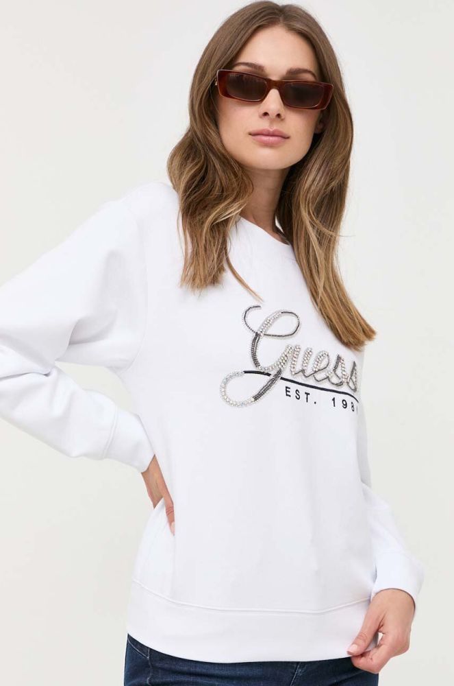 Кофта Guess жіноча колір білий з аплікацією (3329719)