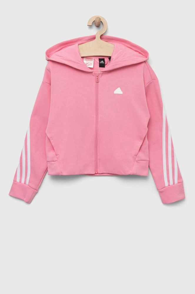 Дитяча кофта adidas колір рожевий з капюшоном з аплікацією (3324564)