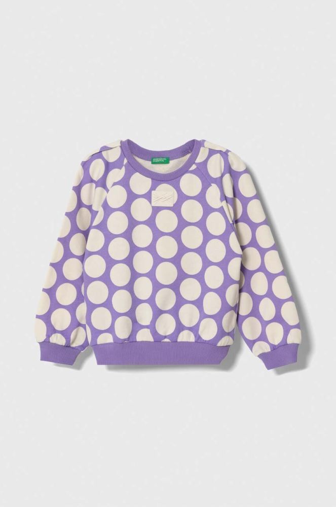 Дитяча бавовняна кофта United Colors of Benetton колір фіолетовий візерунок (3427934)