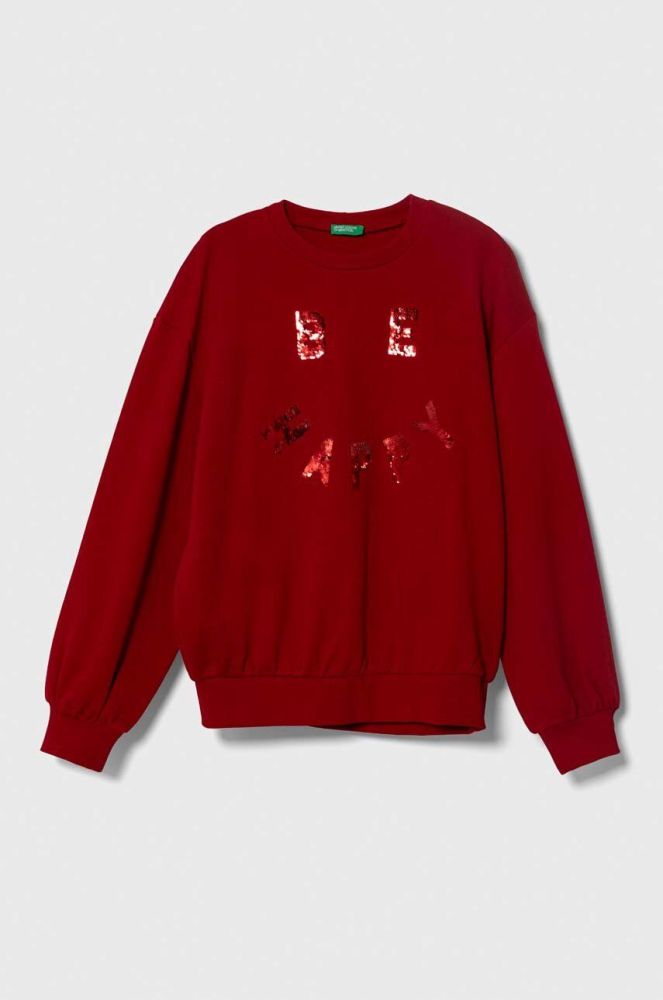 Дитяча бавовняна кофта United Colors of Benetton колір червоний з аплікацією (3418593)