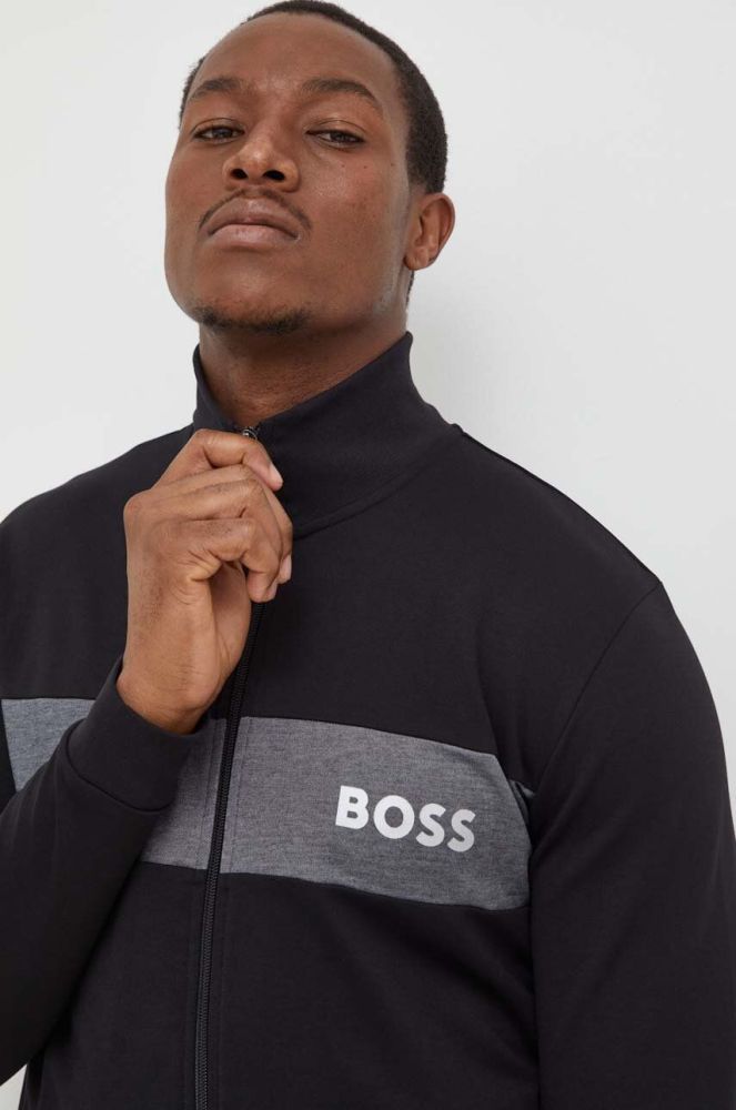 Кофта лаунж BOSS колір чорний з принтом (3506667)