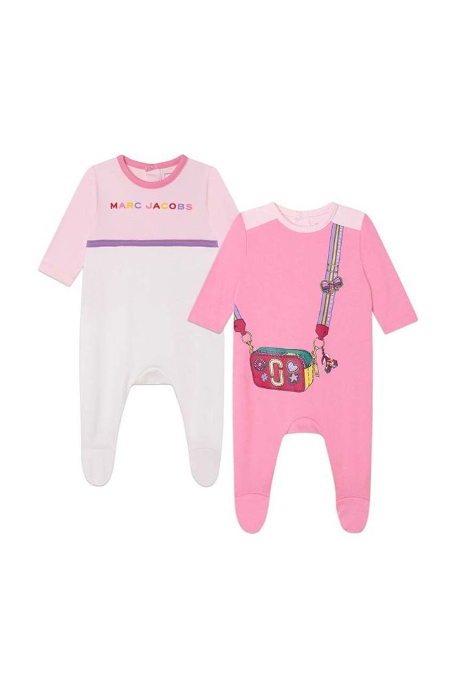 Дитячі бавовняні повзунки Marc Jacobs 2-pack колір рожевий (3418817)