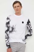 Бавовняний лонгслів PLEIN SPORT колір білий з принтом