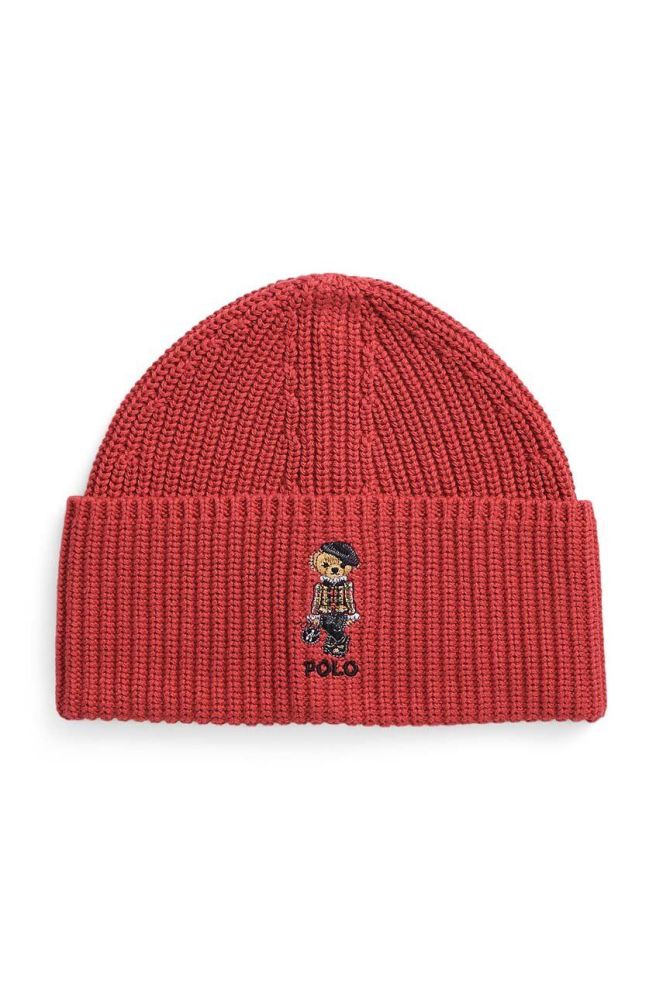 Дитяча бавовняна шапка Polo Ralph Lauren колір червоний з бавовни (3656734)