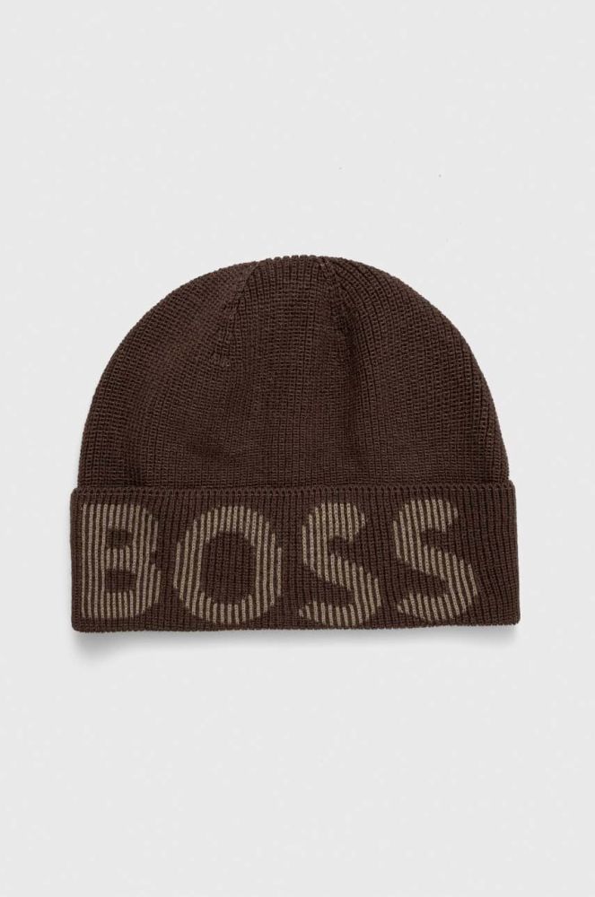 Шапка з домішкою вовни BOSS колір зелений з тонкого трикотажу (3376508)