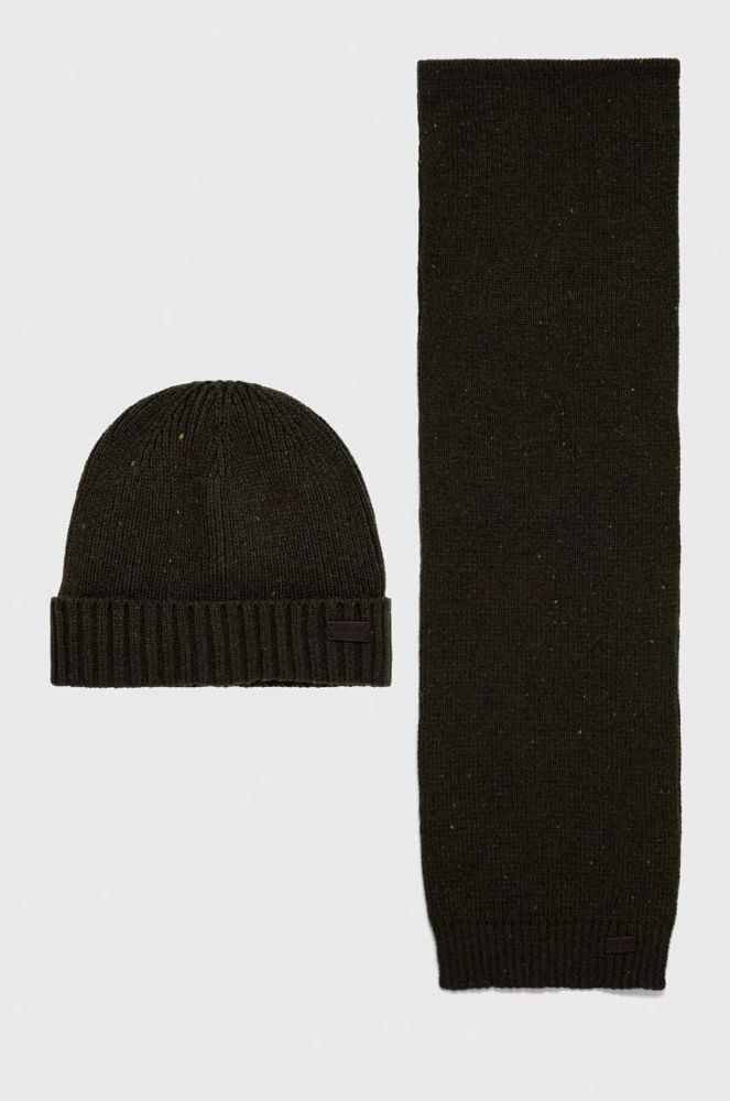 Шапка і шарф Barbour колір зелений (3550315)