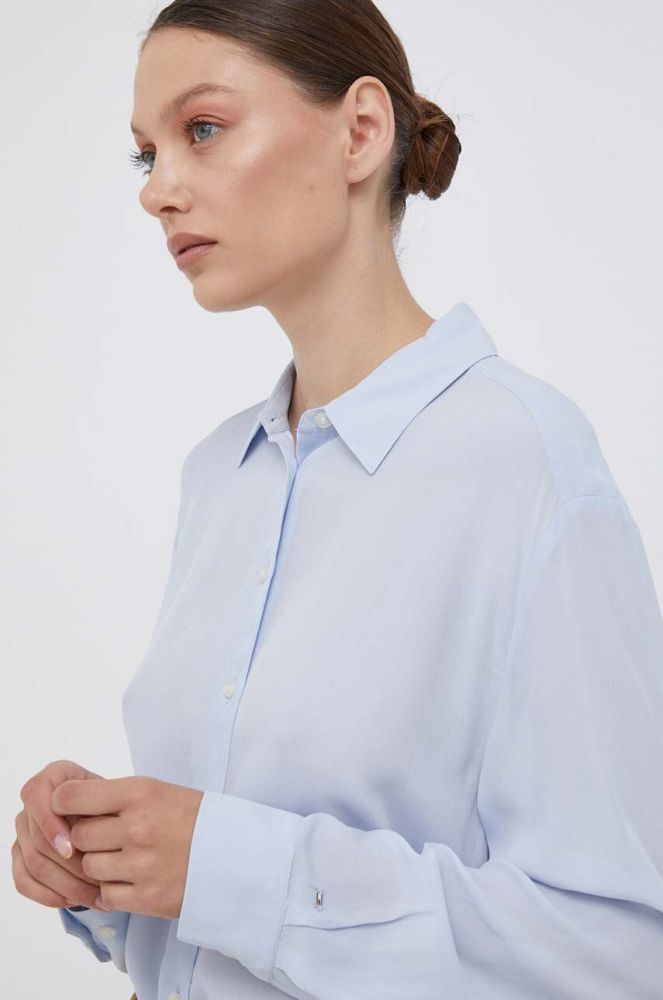 Сорочка Tommy Hilfiger жіноча relaxed класичний комір колір блакитний (3496568)