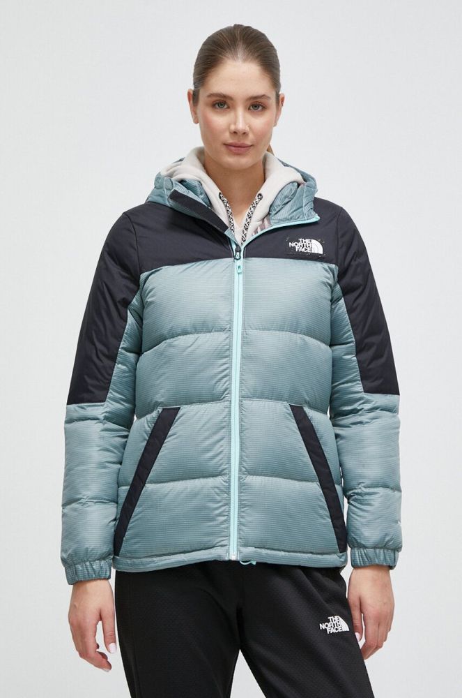 Пухова куртка The North Face жіноча зимова колір блакитний (3634745)