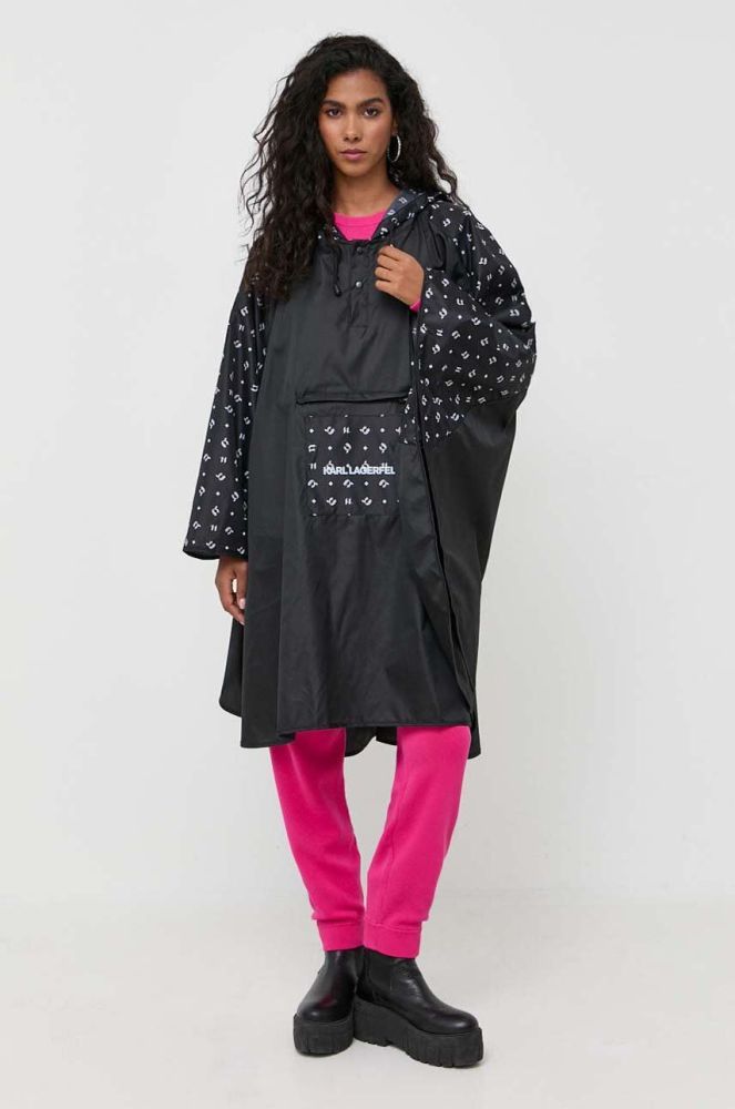 Пончо-дощовик Karl Lagerfeld колір чорний перехідна oversize