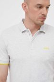 Бавовняне поло BOSS GREEN колір сірий меланж (3262478)