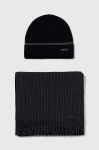 Шапка та шарф з домішкою вовни BOSS колір чорний (3558302)