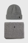 Шапка і шарф з кашеміру Polo Ralph Lauren колір сірий