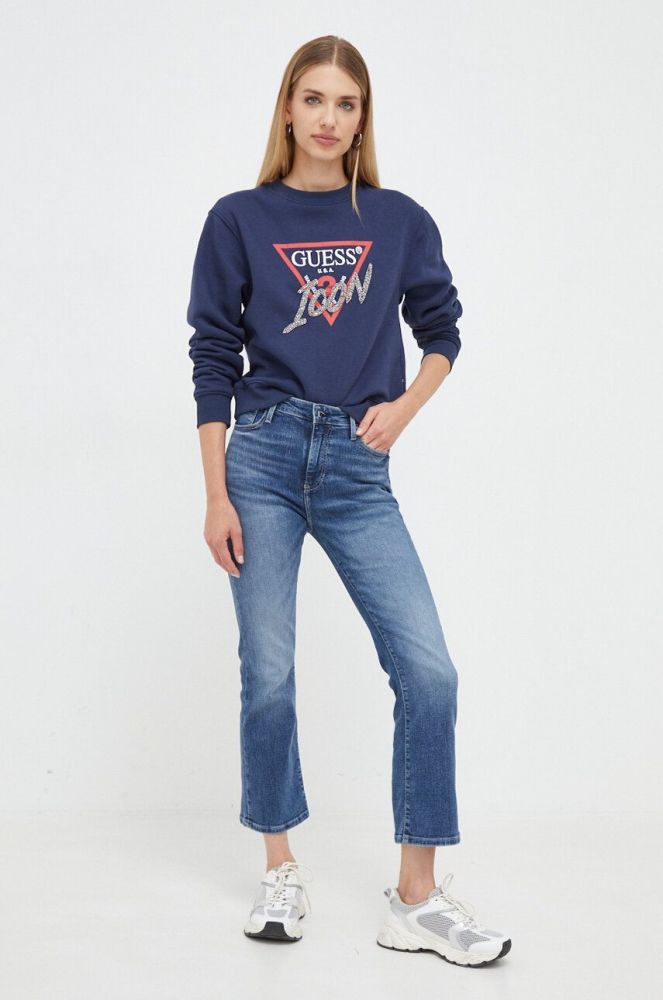 Джинси Guess жіночі середня посадка колір блакитний (3674215)