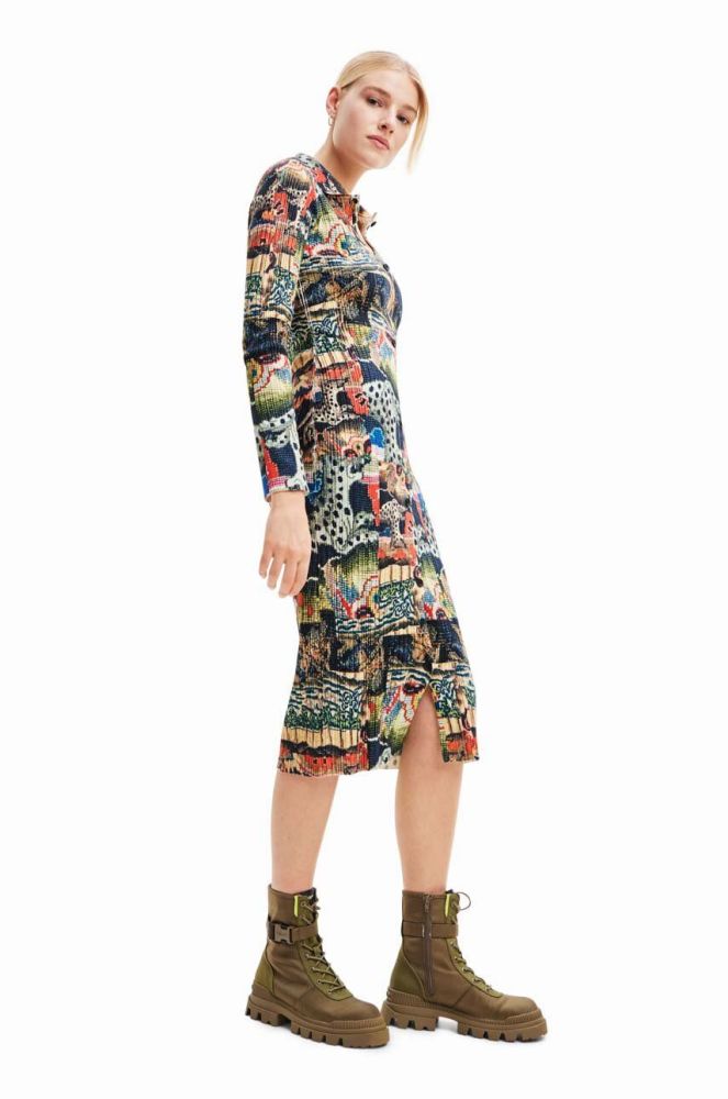 Сукня Desigual midi пряма колір барвистий (3482699)