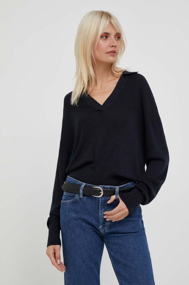 Светр з домішкою шовку Tommy Hilfiger колір синій легкий (3335795)