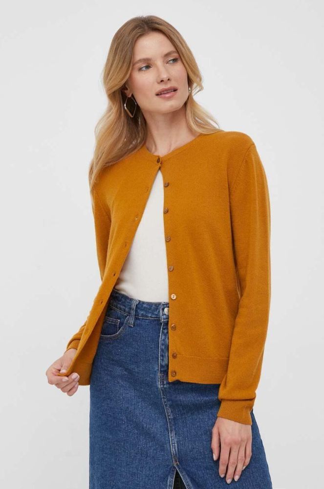 Вовняний кардиган United Colors of Benetton колір коричневий легкий (3410921)