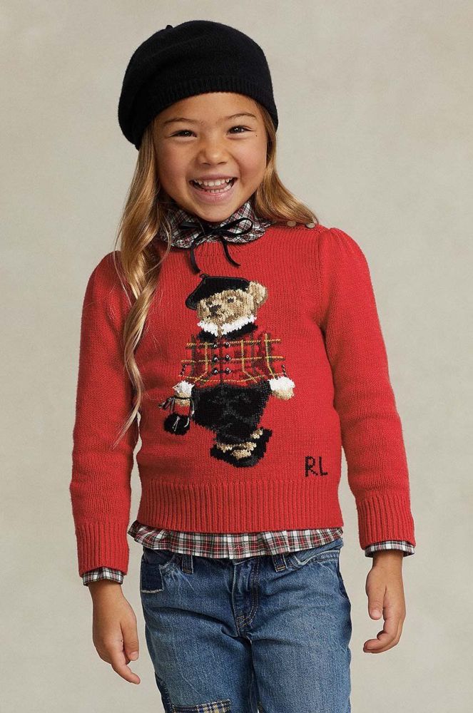 Дитячий бавовняний светр Polo Ralph Lauren колір червоний
