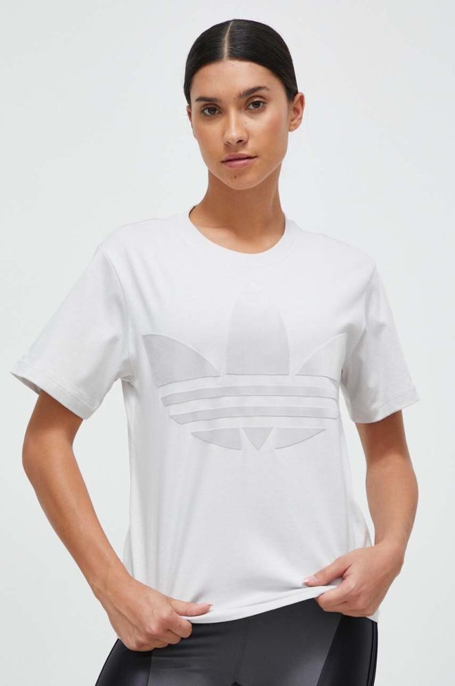 Бавовняна футболка adidas Originals жіночий колір сірий (3633658)
