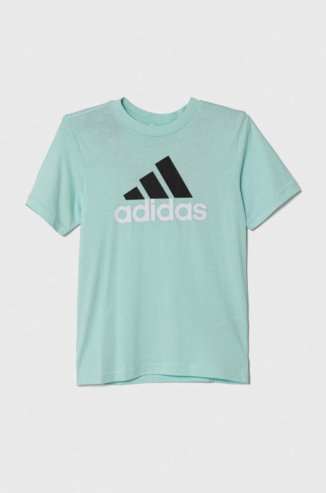 Бавовняна футболка adidas колір бірюзовий з принтом