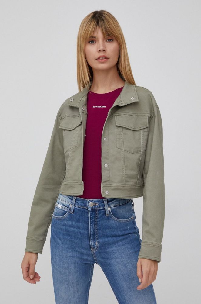 Куртка Dkny жіноча колір зелений перехідна (2164280)