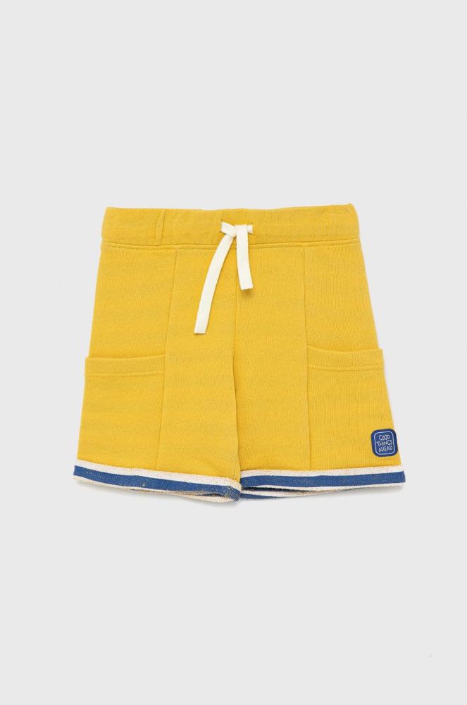 Дитячі бавовняні шорти United Colors of Benetton колір жовтий регульована талія (2221867)