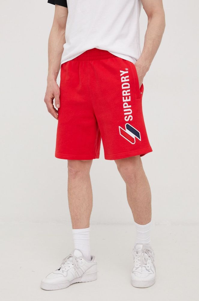 Бавовняні шорти Superdry чоловічі колір червоний