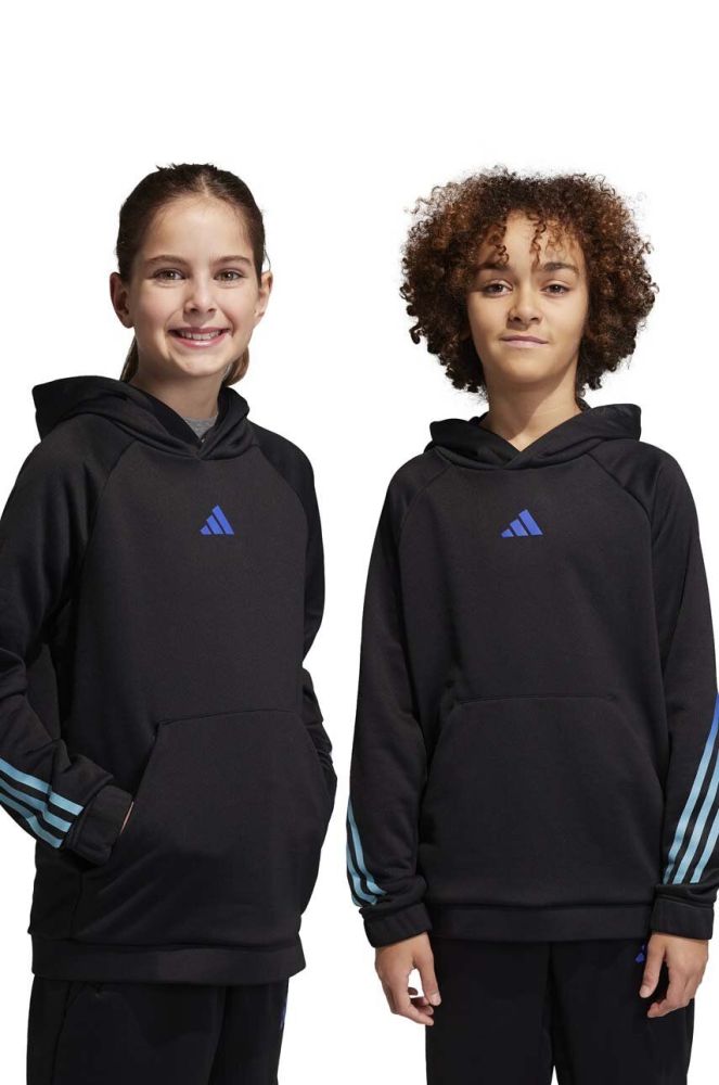 Дитяча кофта adidas колір чорний з капюшоном з принтом (3003310)