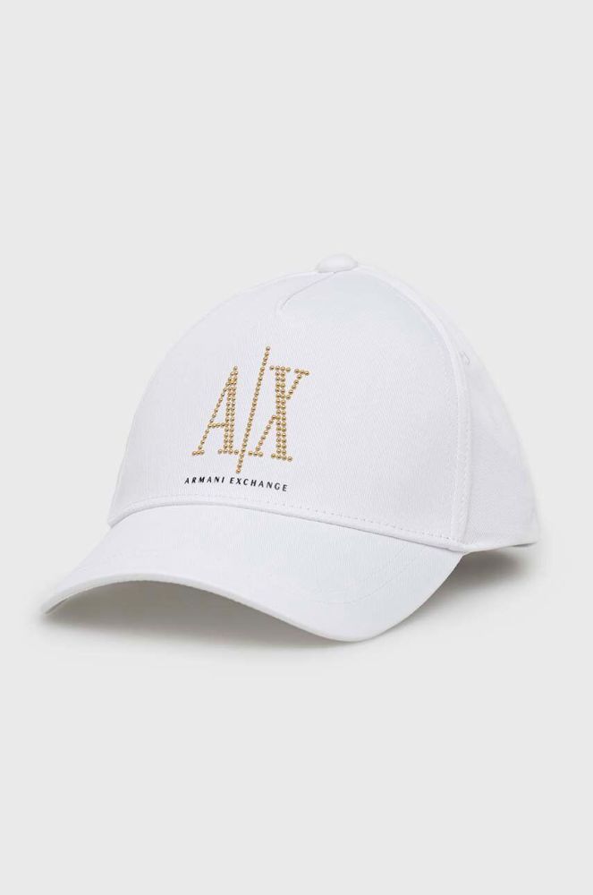 Бавовняна бейсболка Armani Exchange колір білий з аплікацією (3027619)