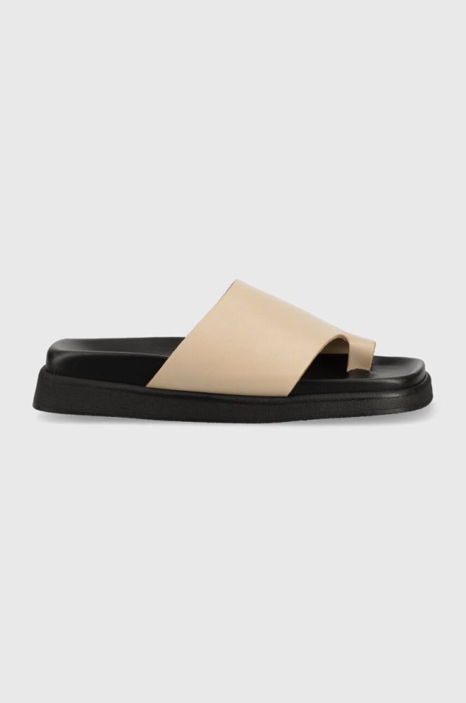 Шкіряні шльопанці Alohas Toe Ring Flop жіночі колір бежевий S00174.13