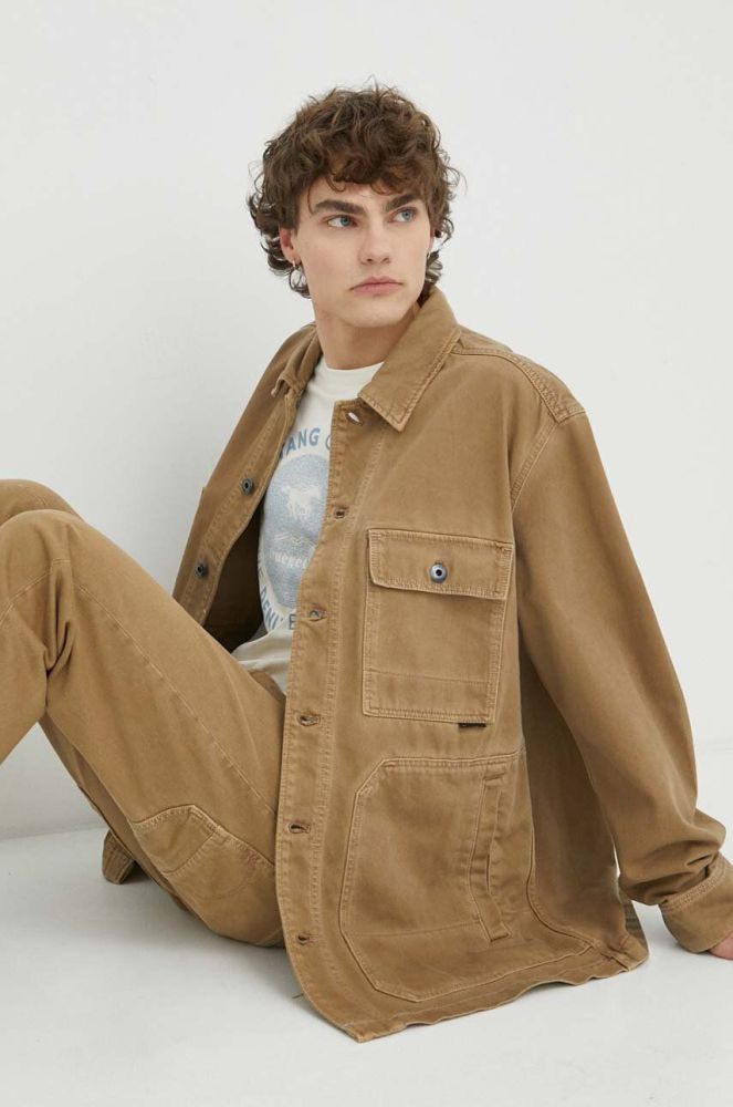 Джинсова куртка G-Star Raw чоловіча колір коричневий перехідна