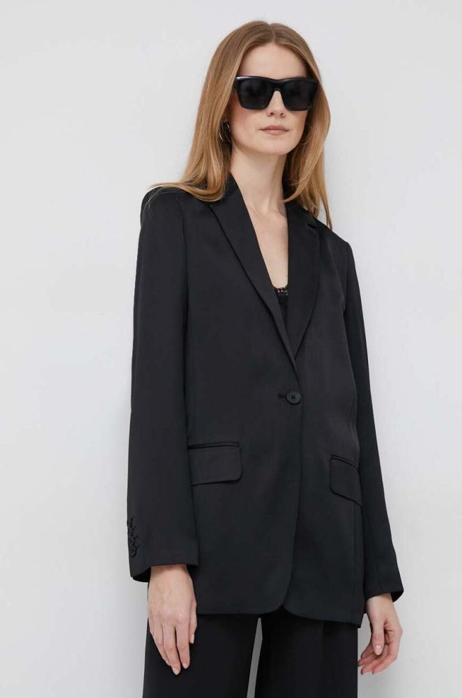 Піджак Dkny колір чорний однобортний однотонна