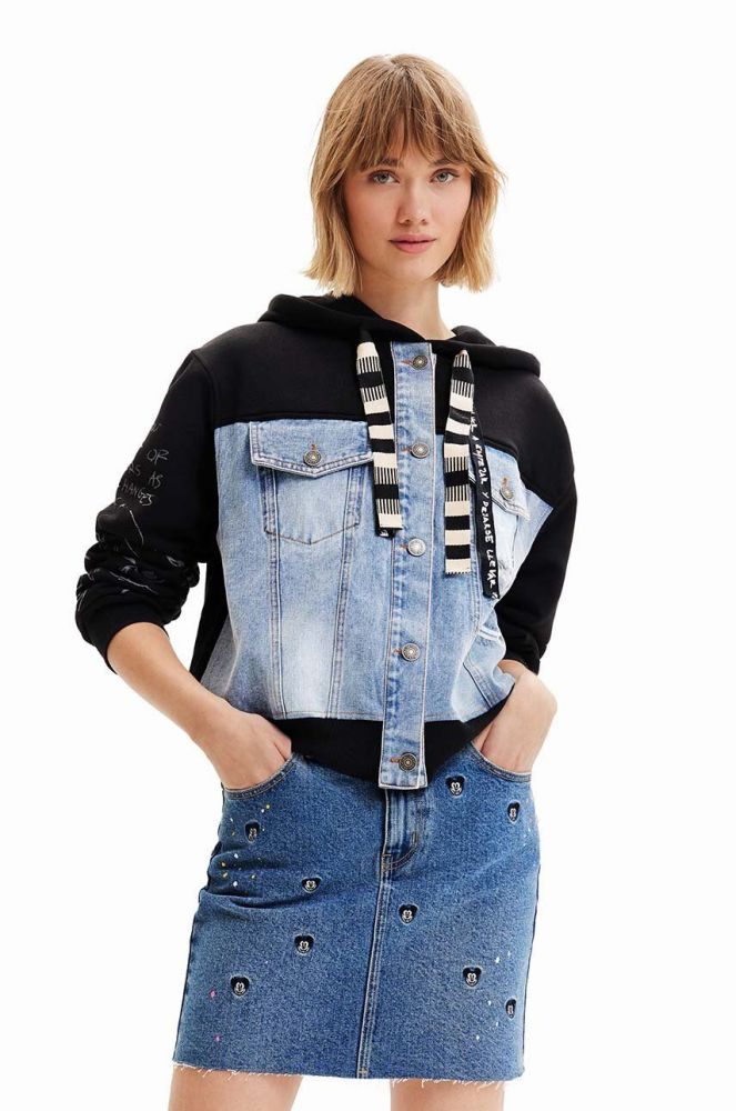 Джинсова спідниця Desigual mini пряма колір блакитний (3064776)