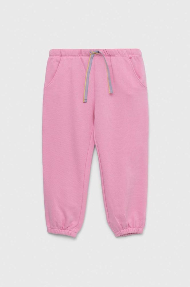 Дитячі бавовняні штани United Colors of Benetton колір рожевий однотонні (3036400)