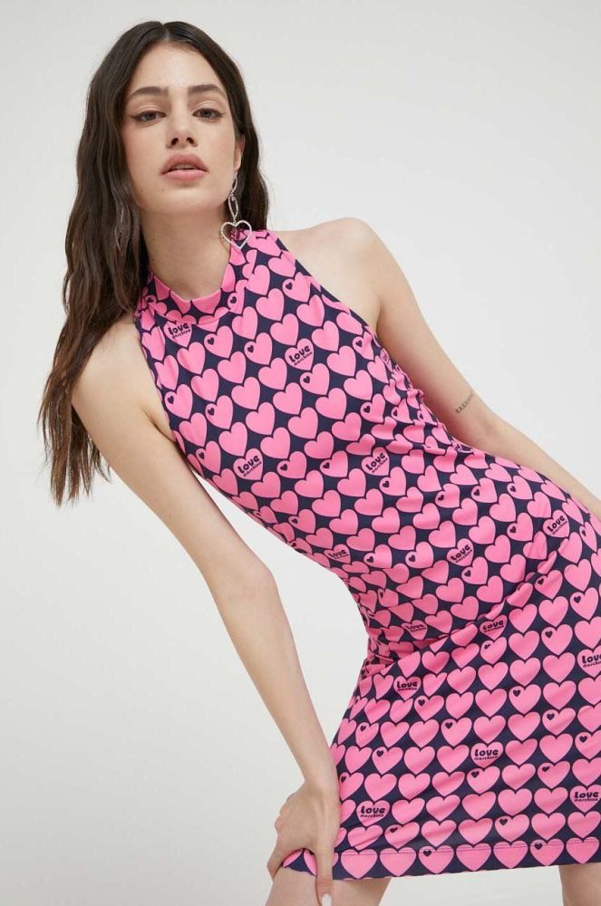 Сукня Love Moschino колір рожевий mini облягаюча