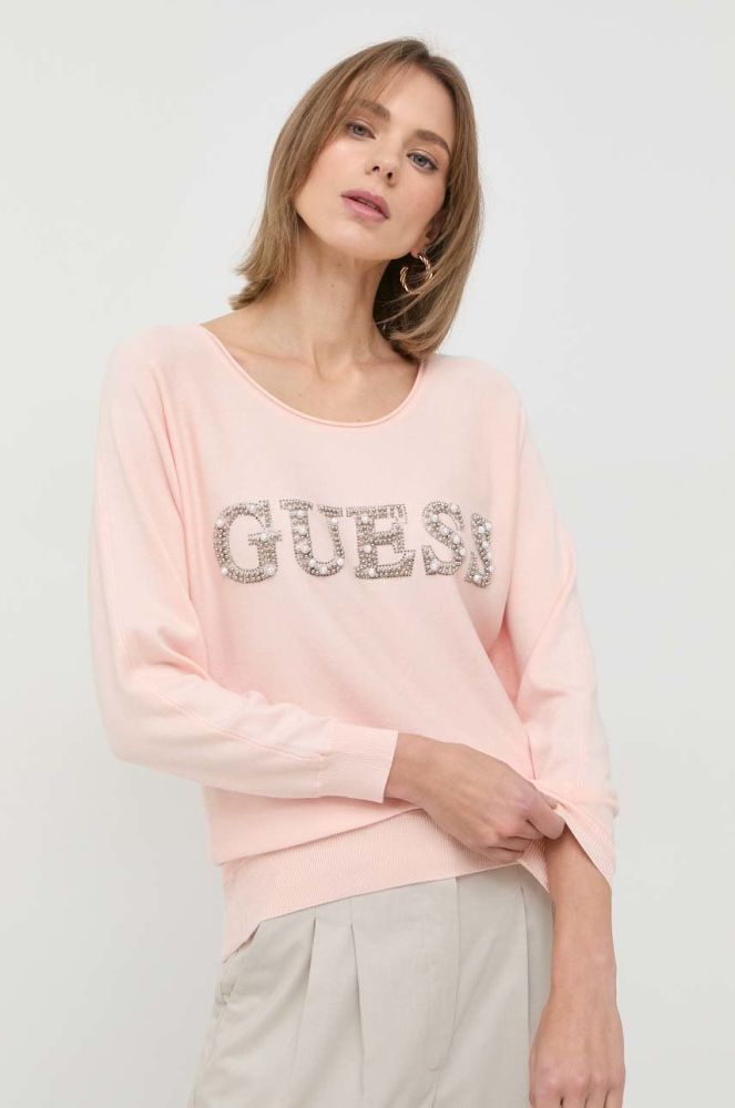 Светр Guess жіночий колір рожевий легкий (2841895)