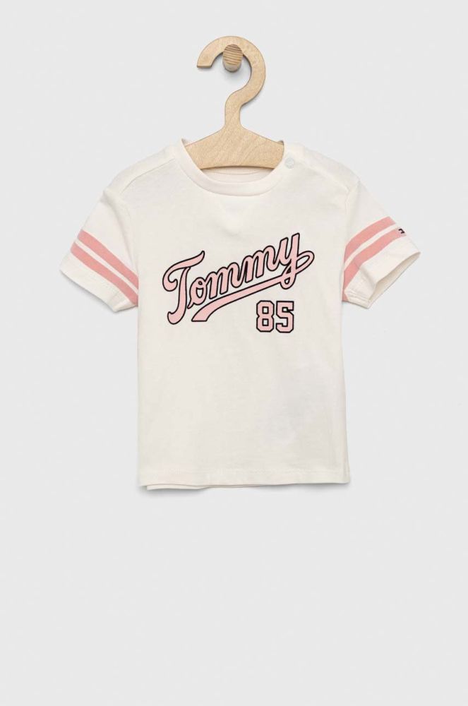 Футболка для немовлят Tommy Hilfiger колір бежевий візерунок